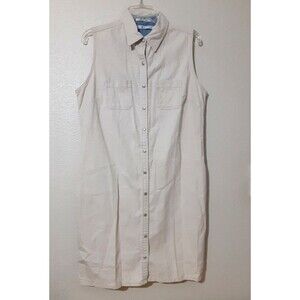 Tommy Hilfiger Vintage Snap Button Khaki Sleeveless Dress Y2K Size 14